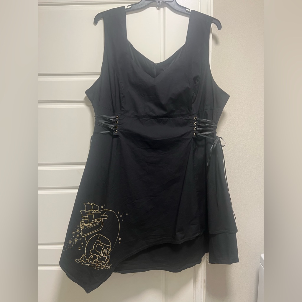 Disney Petter Pan Handkerchief Black Sleeveless Dress Size 30/ 4xl